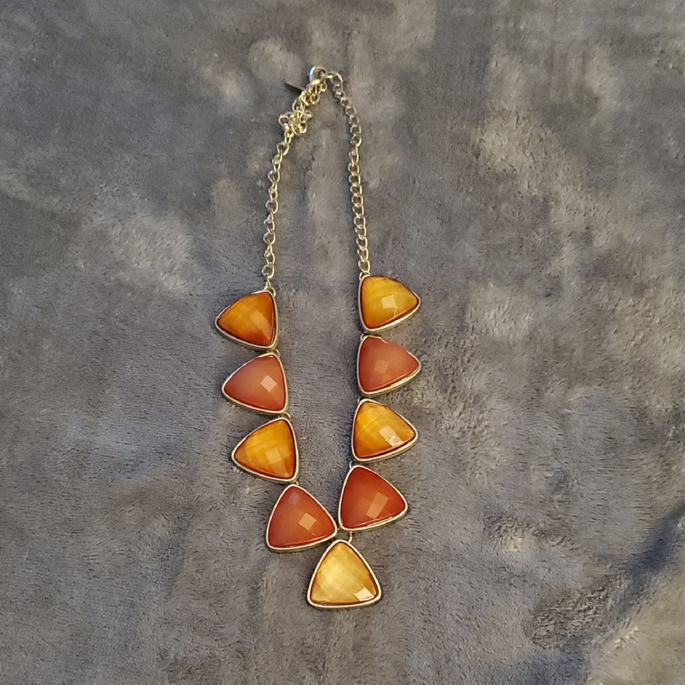 Triangular Orange and Silver Necklace